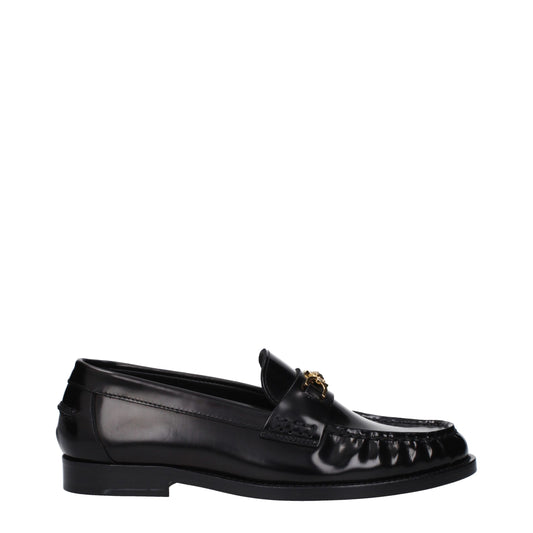 Versace Black Leather Slip-On Loafers - ClickThatClicks 