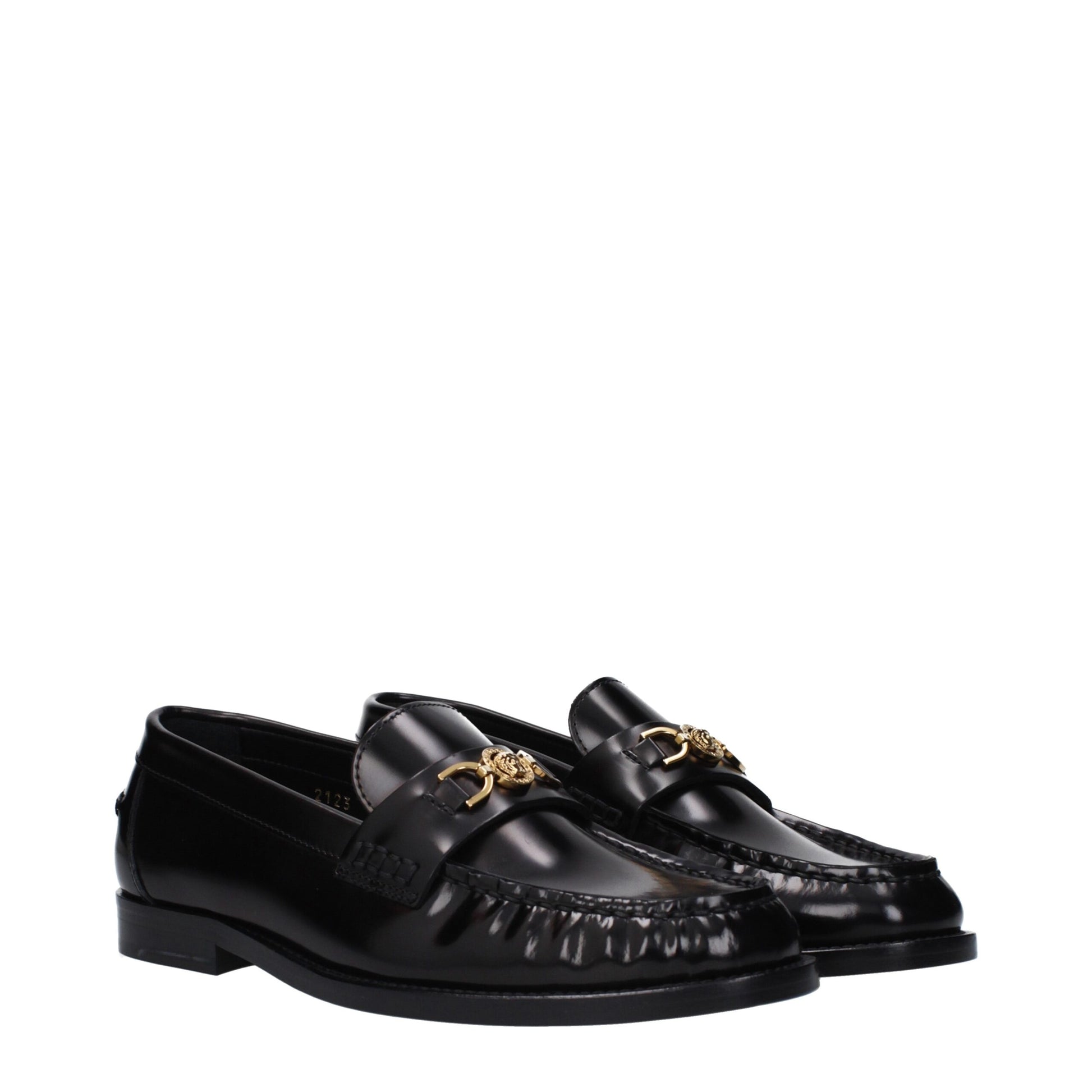 Versace Black Leather Slip-On Loafers - ClickThatClicks 