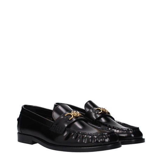 Versace Black Leather Slip-On Loafers - ClickThatClicks 