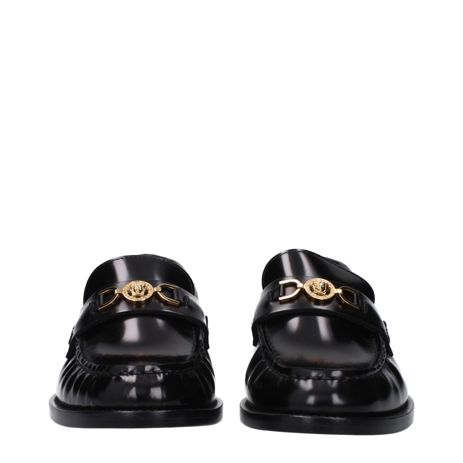 Versace Black Leather Slip-On Loafers - ClickThatClicks 