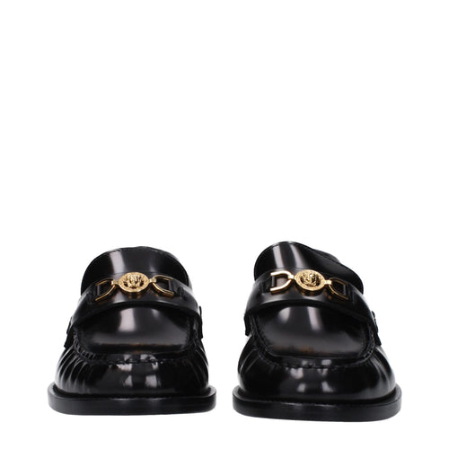 Versace Black Leather Slip-On Loafers - ClickThatClicks 