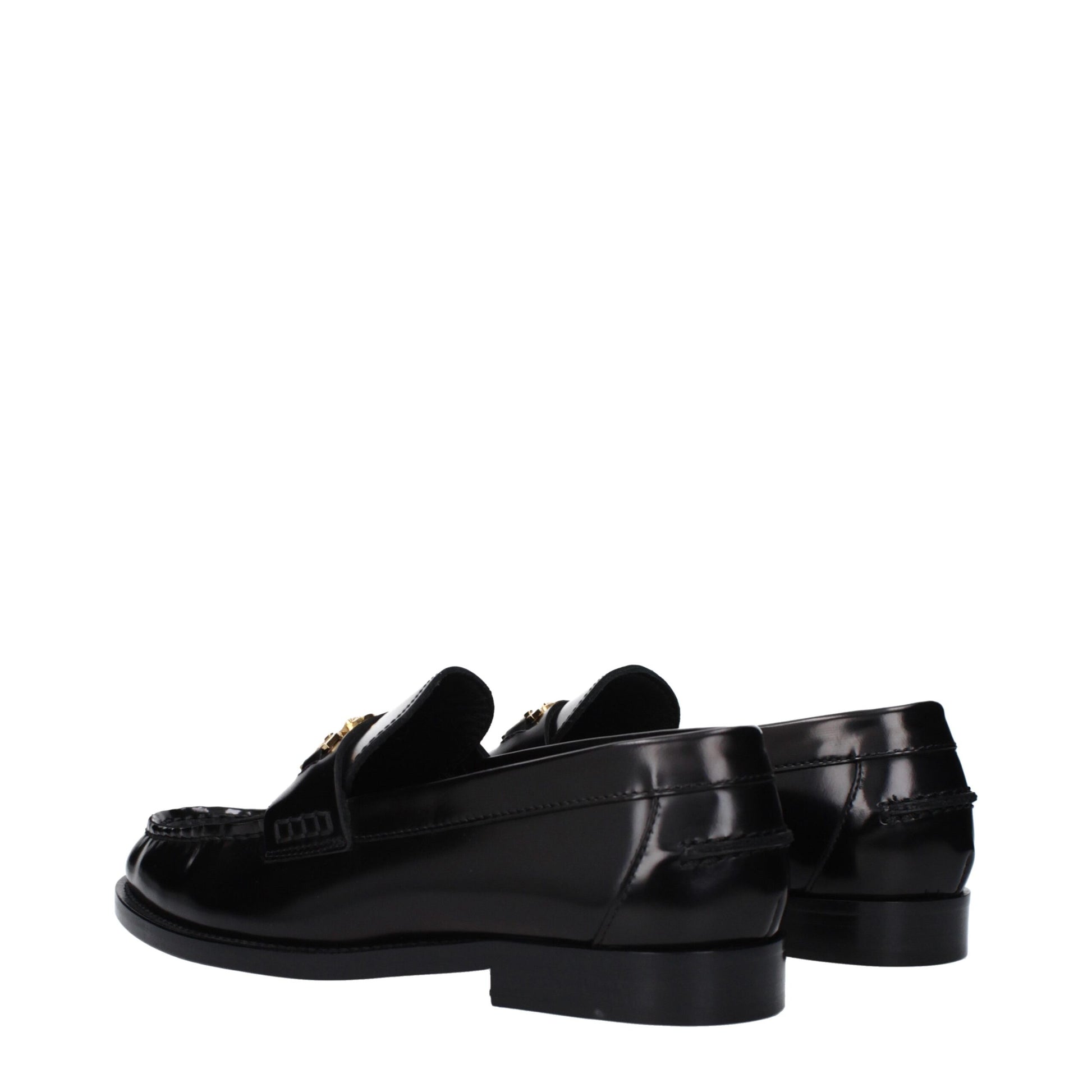 Versace Black Leather Slip-On Loafers - ClickThatClicks 