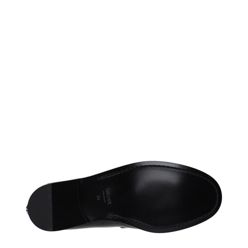 Versace Black Leather Slip-On Loafers - ClickThatClicks 