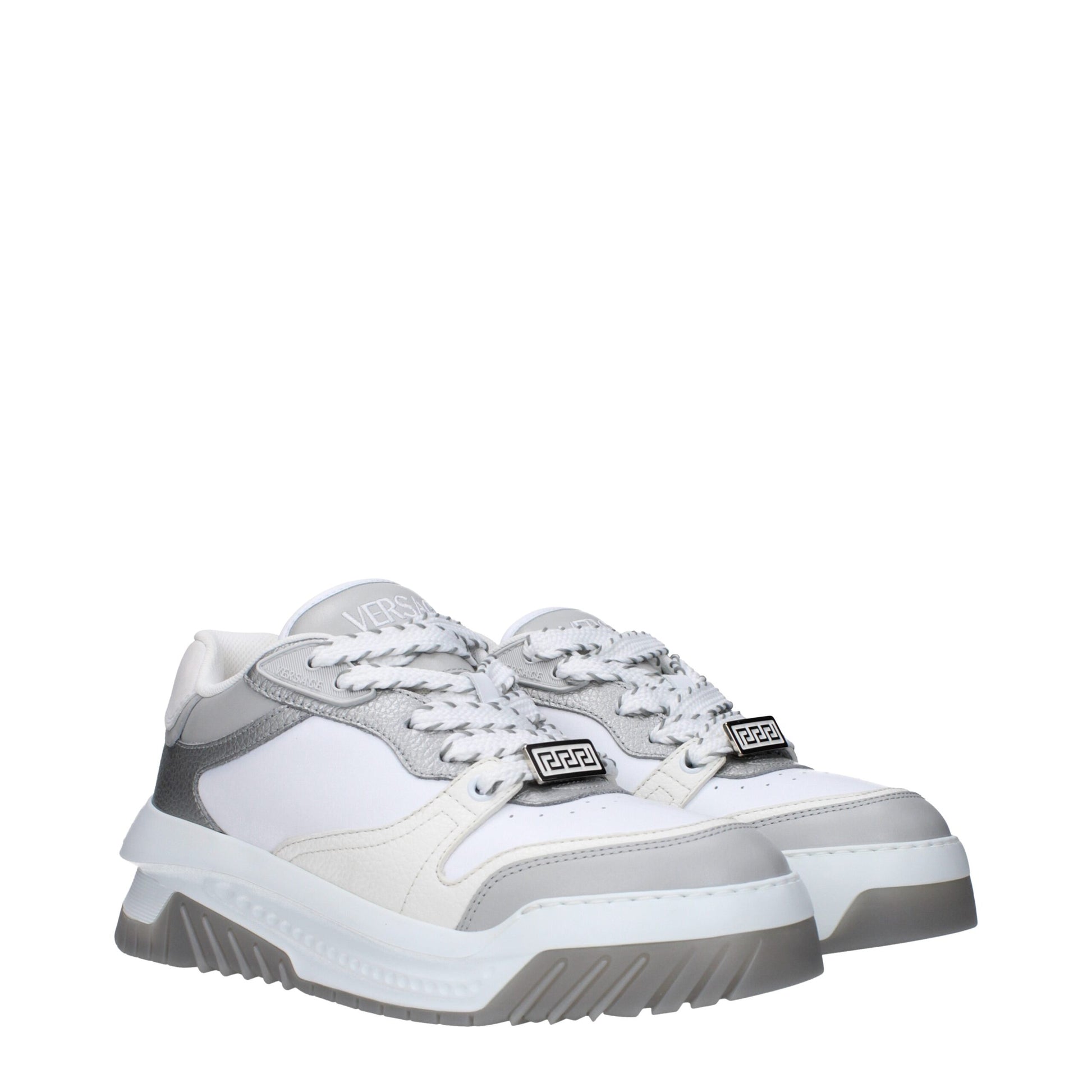 Versace White Leather Chunky Sneakers - ClickThatClicks 