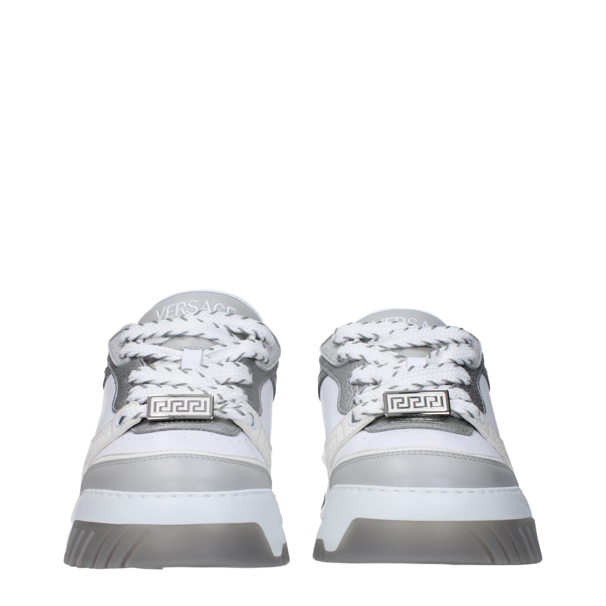 Versace White Leather Chunky Sneakers - ClickThatClicks 