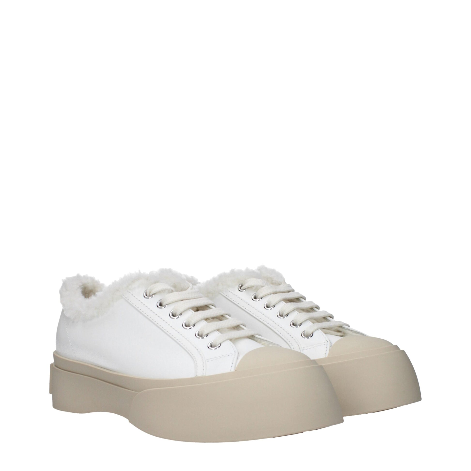 Marni White Leather Low Top Sneakers - ClickThatClicks 