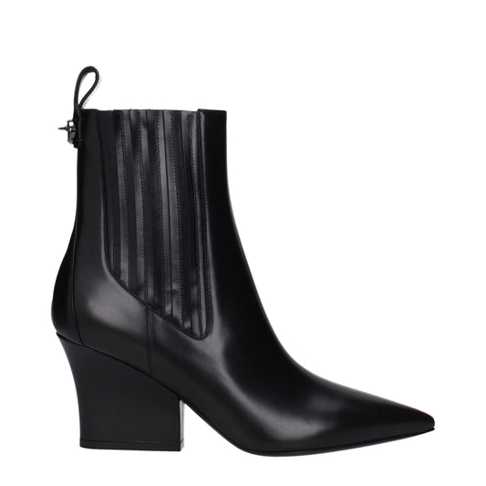 Valentino Garavani Black Leather Ankle Boots - ClickThatClicks 