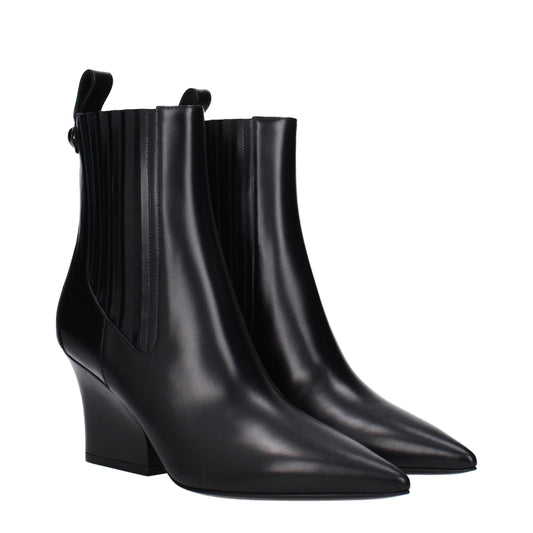Valentino Garavani Black Leather Ankle Boots - ClickThatClicks 