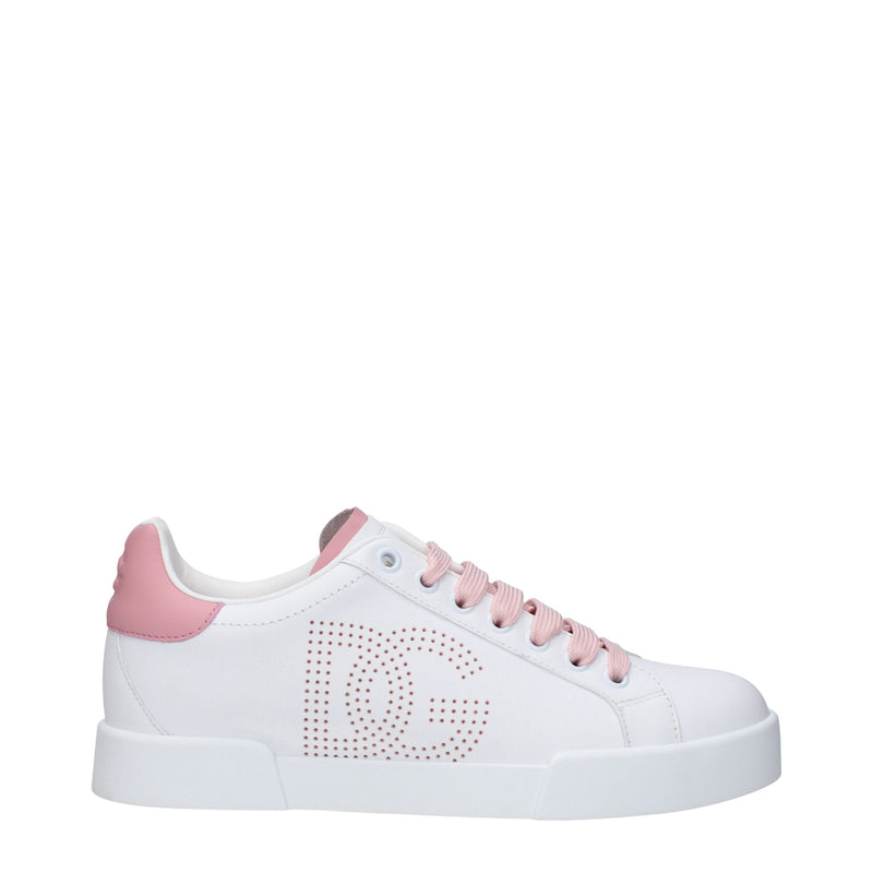 Dolce & Gabbana White Leather Low Tops