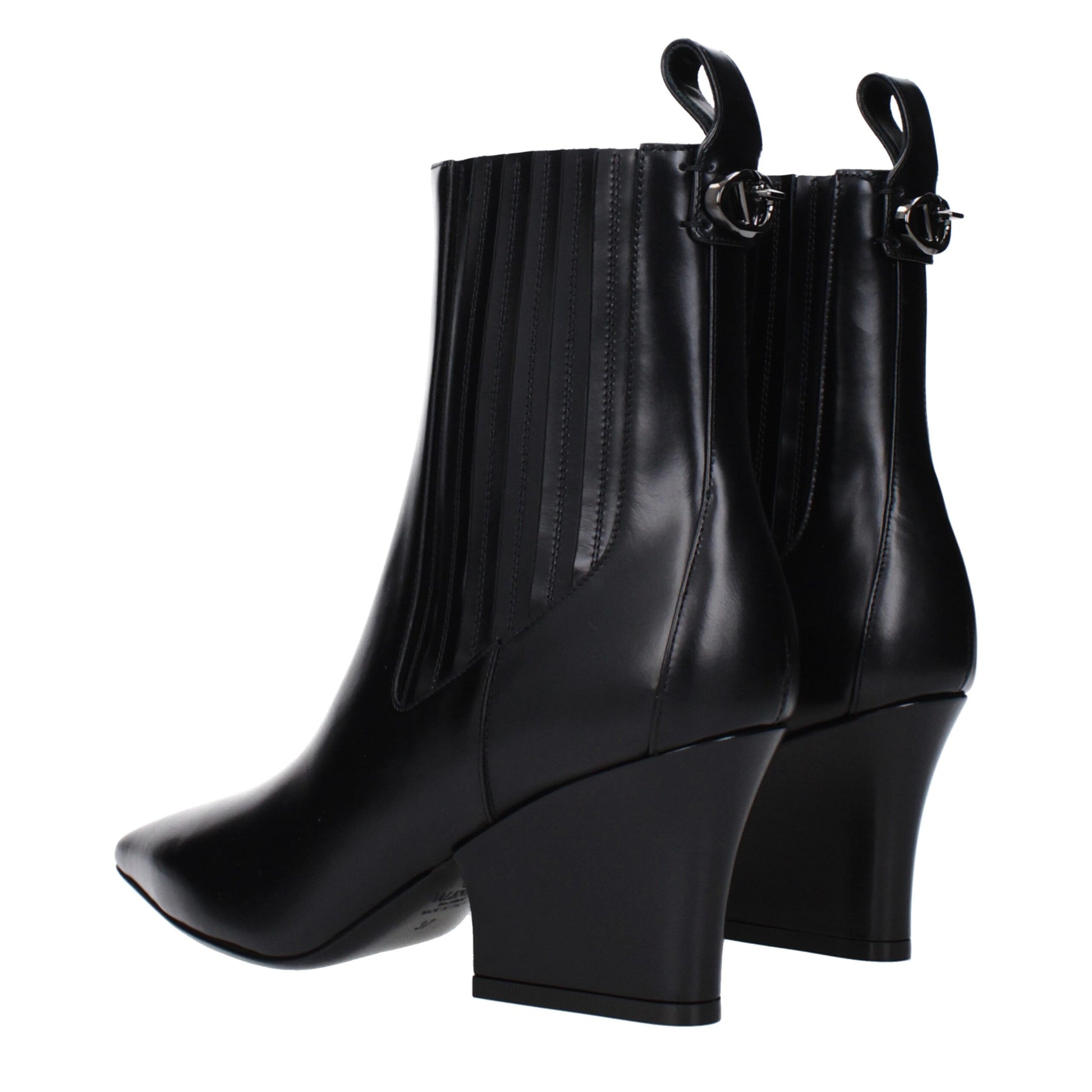 Valentino Garavani Black Leather Ankle Boots - ClickThatClicks 