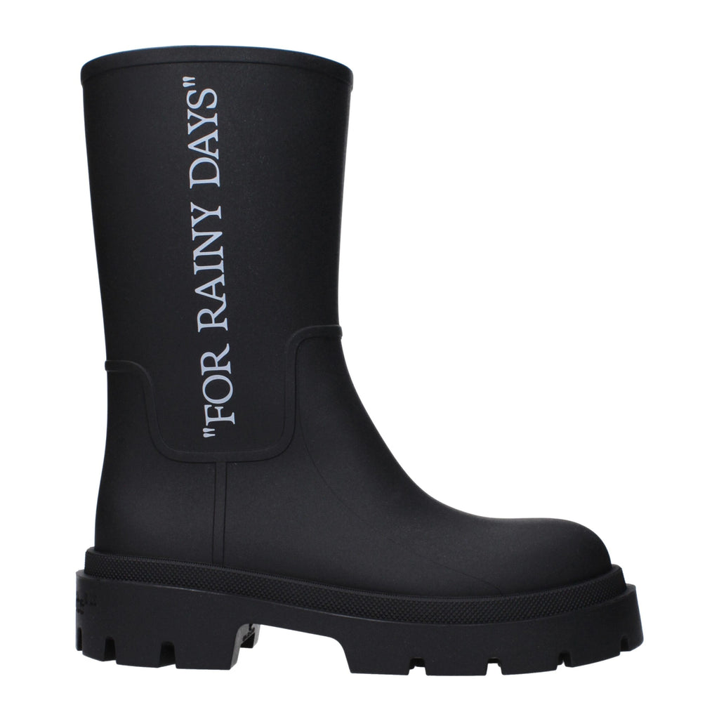 Off-White Black Cotton Ankle Boots