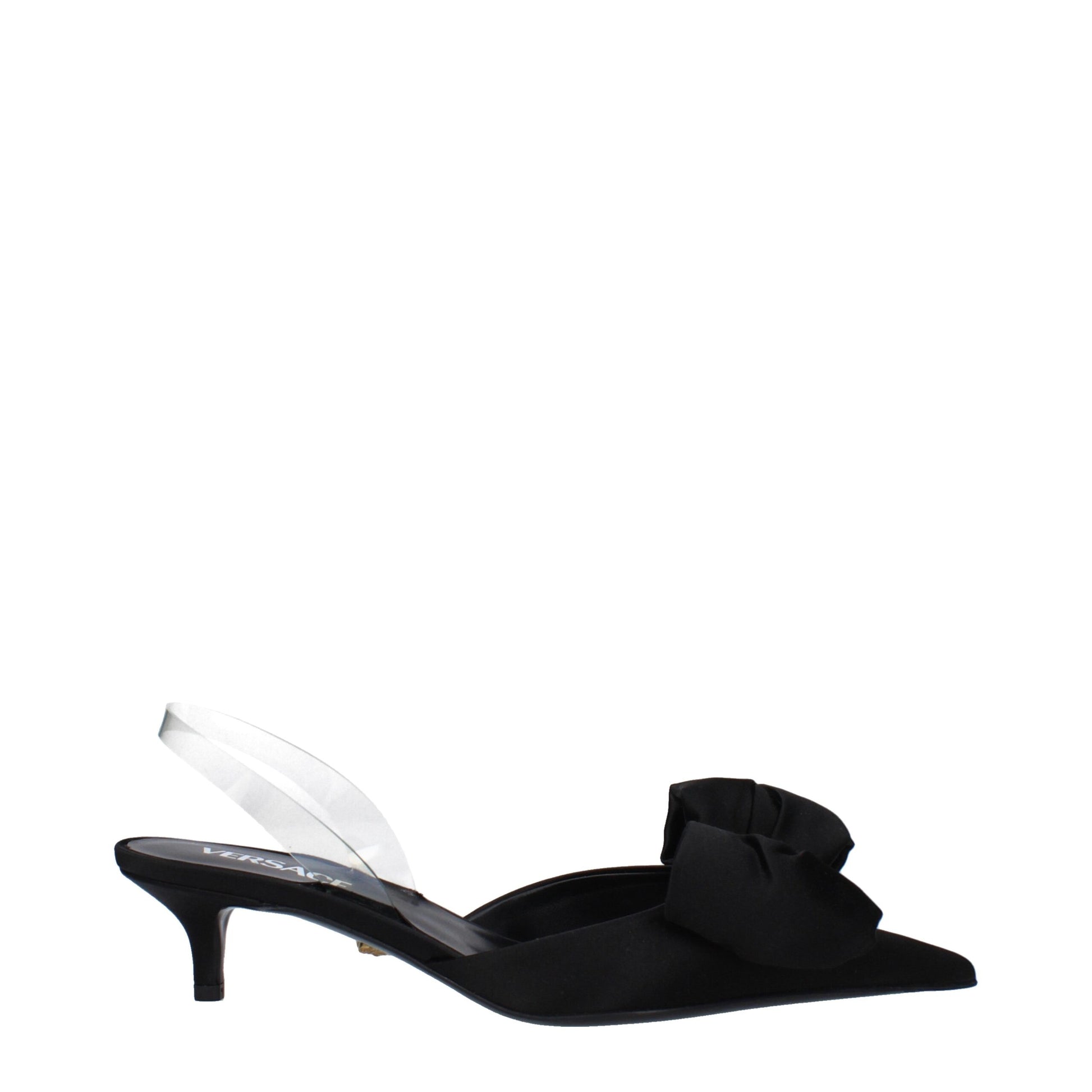 Versace Black Satin Flat Sandals - ClickThatClicks 