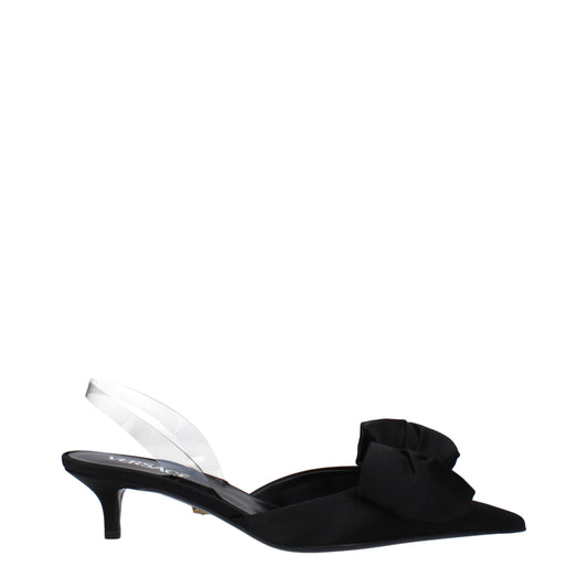 Versace Black Satin Flat Sandals - ClickThatClicks 