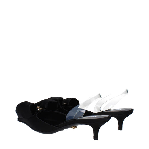 Versace Black Satin Flat Sandals - ClickThatClicks 