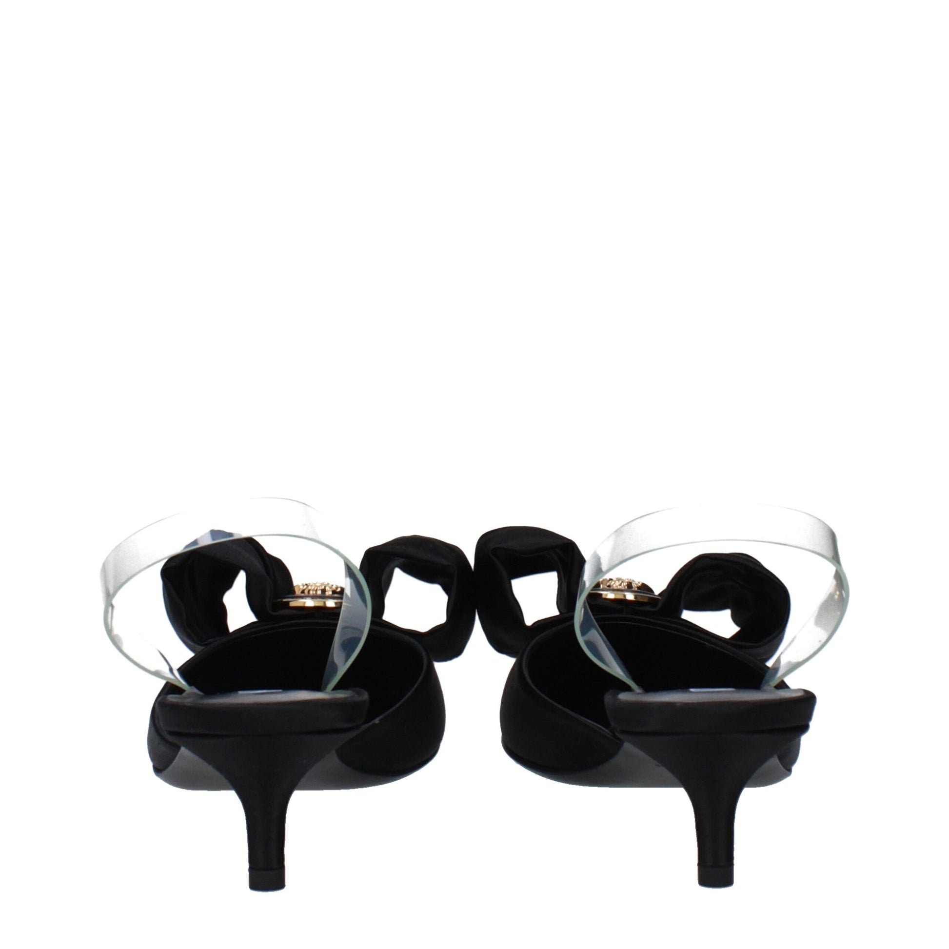 Versace Black Satin Flat Sandals - ClickThatClicks 