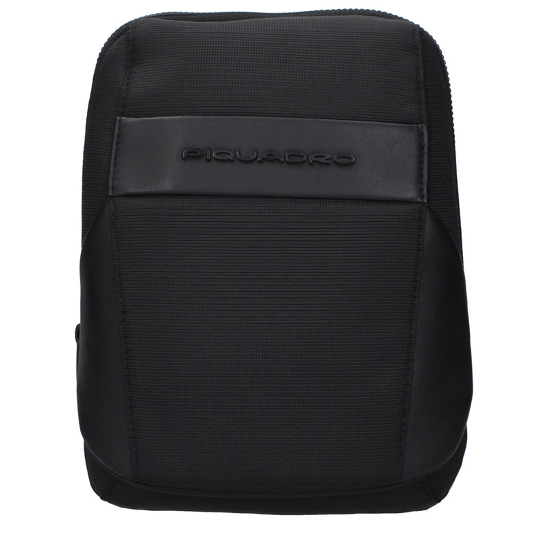 Piquadro Black Fabric Crossbody Bag