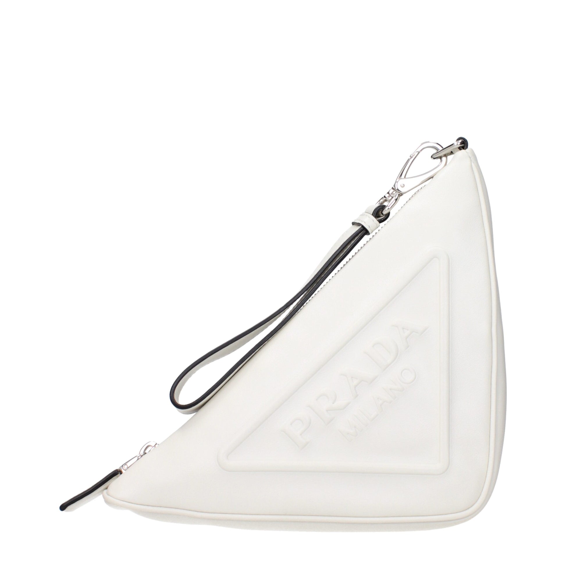 Prada White Leather Clutch Bag - ClickThatClicks 