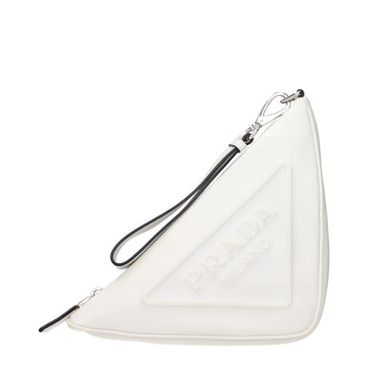 Prada White Leather Clutch Bag - ClickThatClicks 