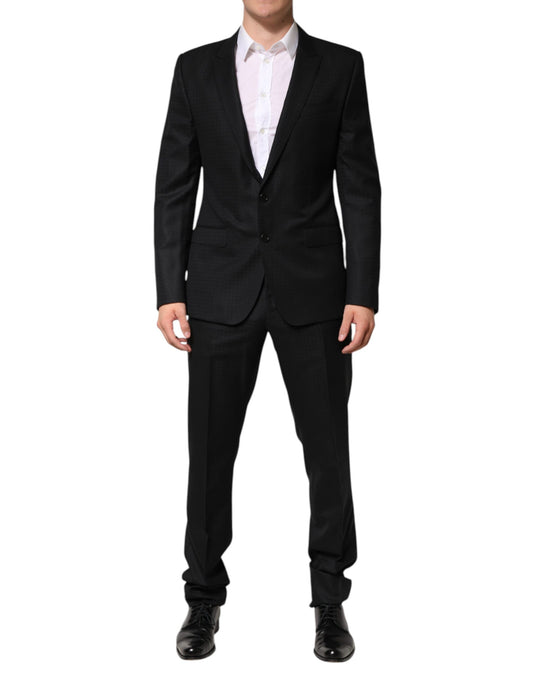Dolce & Gabbana Black Jacquard Single Breasted 2 Piece Suit - ClickThatClicks 