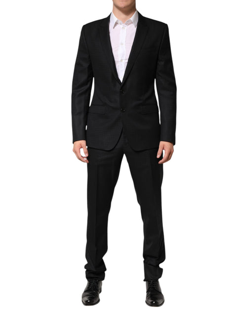Dolce & Gabbana Black Jacquard Single Breasted 2 Piece Suit - ClickThatClicks 