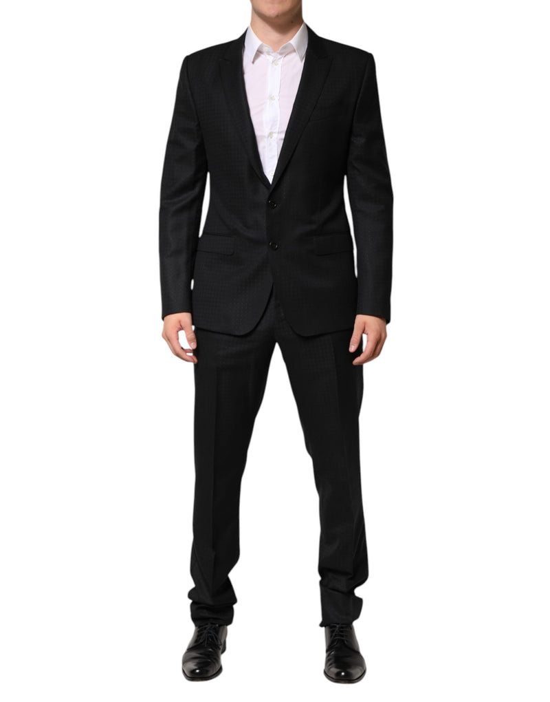 Dolce & Gabbana Black Jacquard Single Breasted 2 Piece Suit