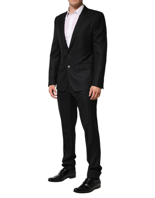 Dolce & Gabbana Black Jacquard Single Breasted 2 Piece Suit - ClickThatClicks 