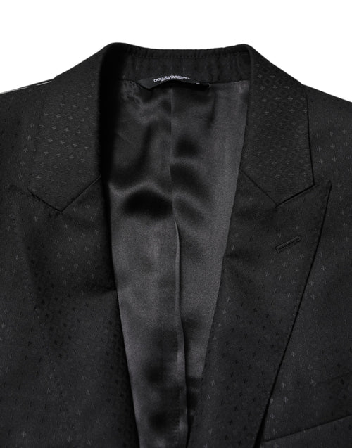 Dolce & Gabbana Black Jacquard Single Breasted 2 Piece Suit - ClickThatClicks 