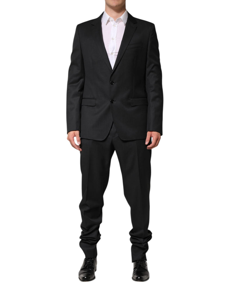 Dolce & Gabbana Dark Gray Wool Single Breasted 2 Piece Suit