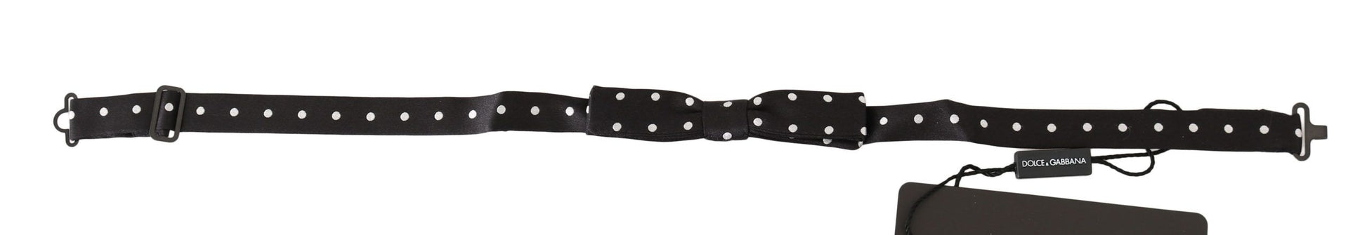 Dolce & Gabbana Black 100% Silk Polka Dot Adjustable Neck Bow Tie - ClickThatClicks 