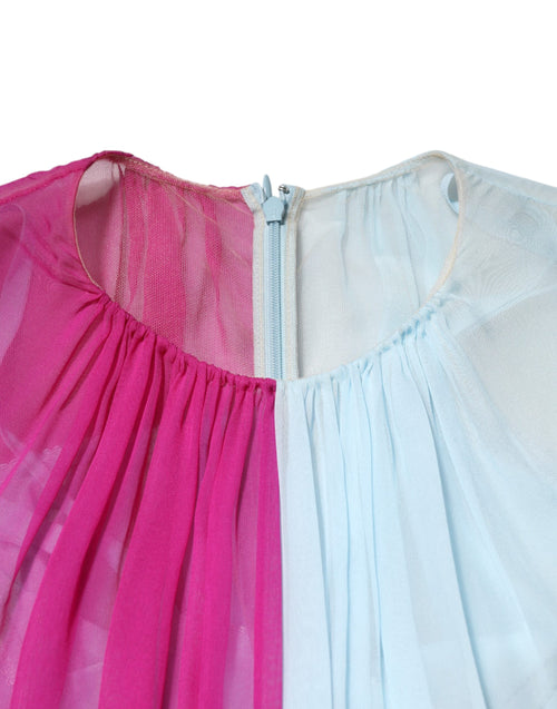 Dolce & Gabbana Fuchsia Light Blue Silk Two Tone Midi Dress - ClickThatClicks 
