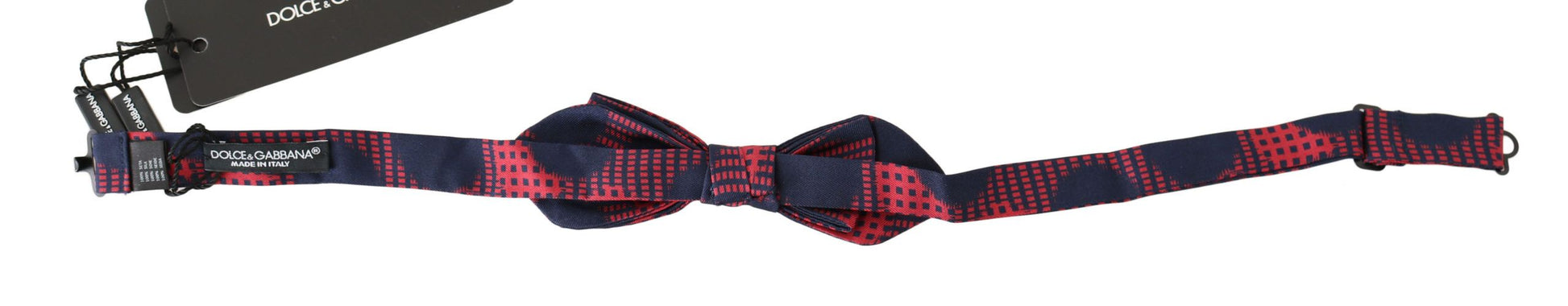 Dolce & Gabbana Red Checkered 100% Silk Adjustable Men Neck Bow Tie - ClickThatClicks 