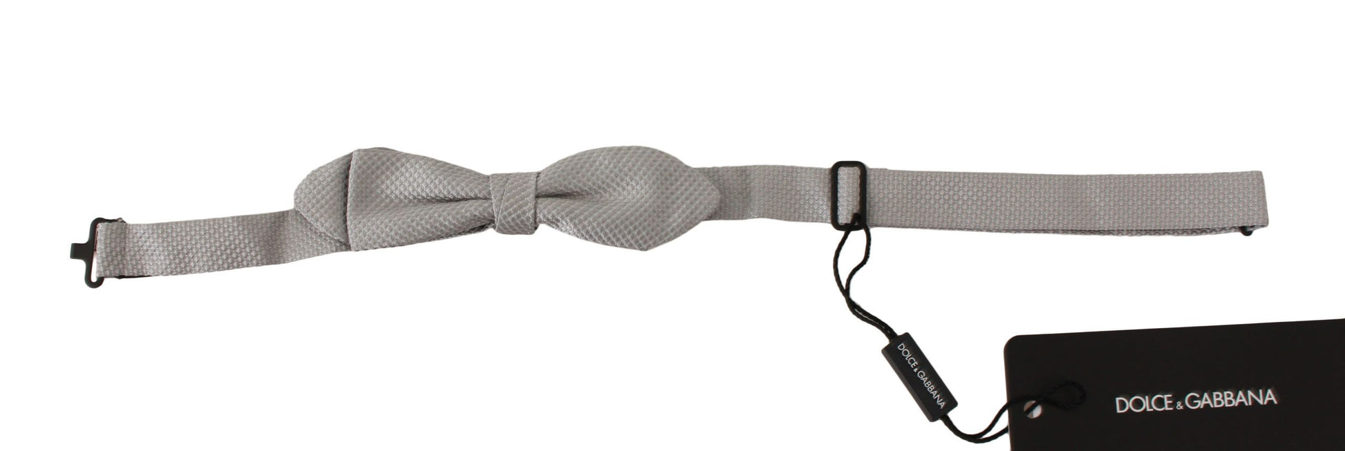 Dolce & Gabbana Gray 100% Silk Faille Adjustable Neck Bow Tie Papillon - ClickThatClicks 