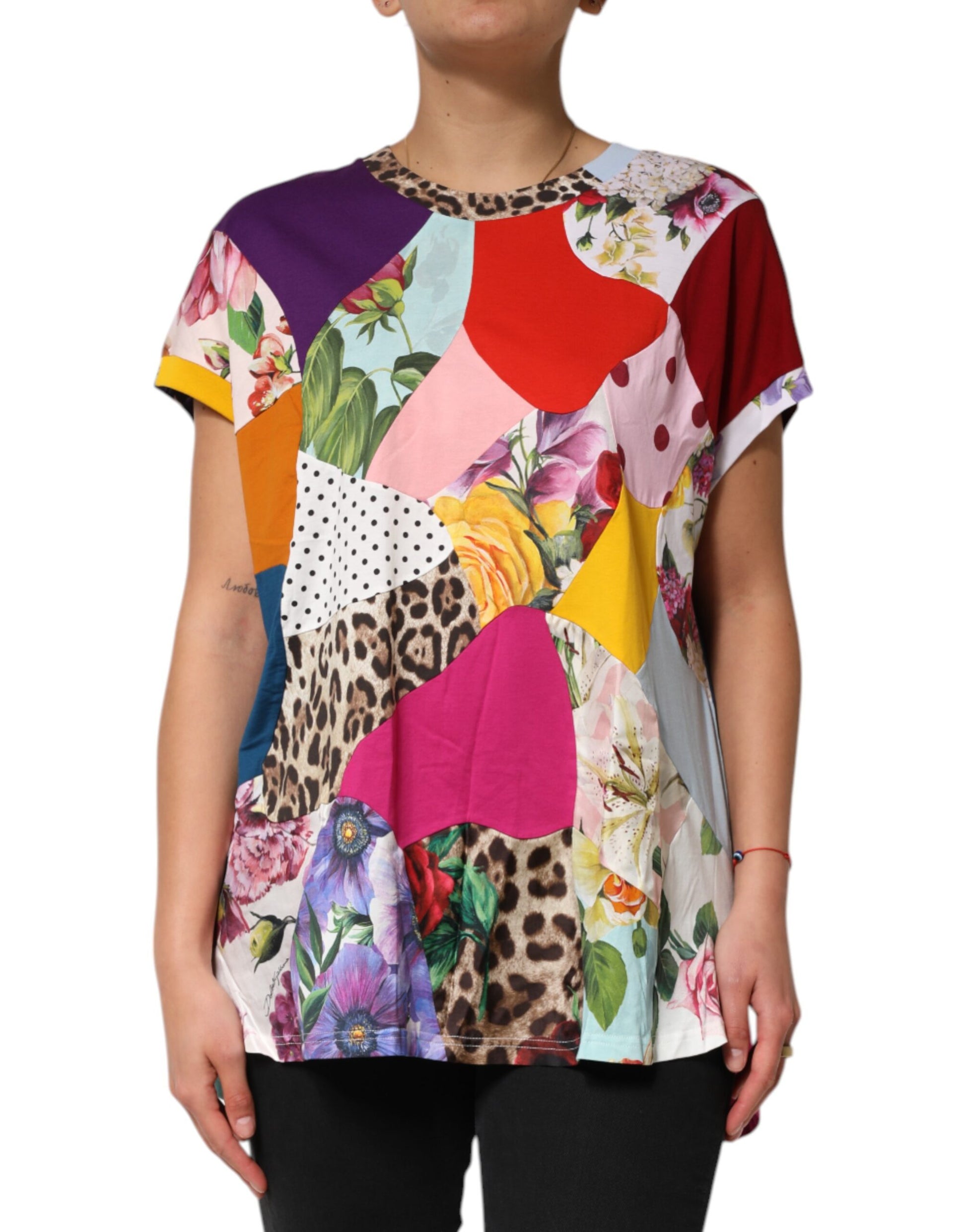 Dolce & Gabbana Multicolor Patchwork Cotton Silk Blouse Top - ClickThatClicks 
