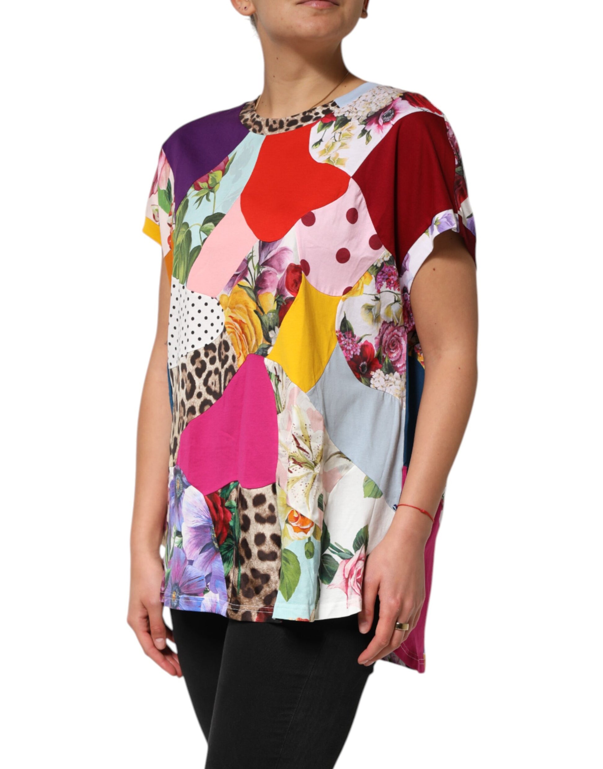 Dolce & Gabbana Multicolor Patchwork Cotton Silk Blouse Top - ClickThatClicks 