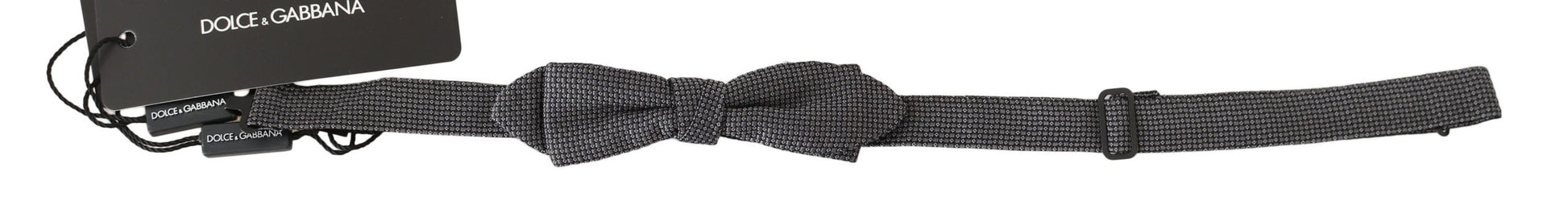 Dolce & Gabbana Gray Patterned Silk Adjustable Neck Bow Tie Papillon - ClickThatClicks 