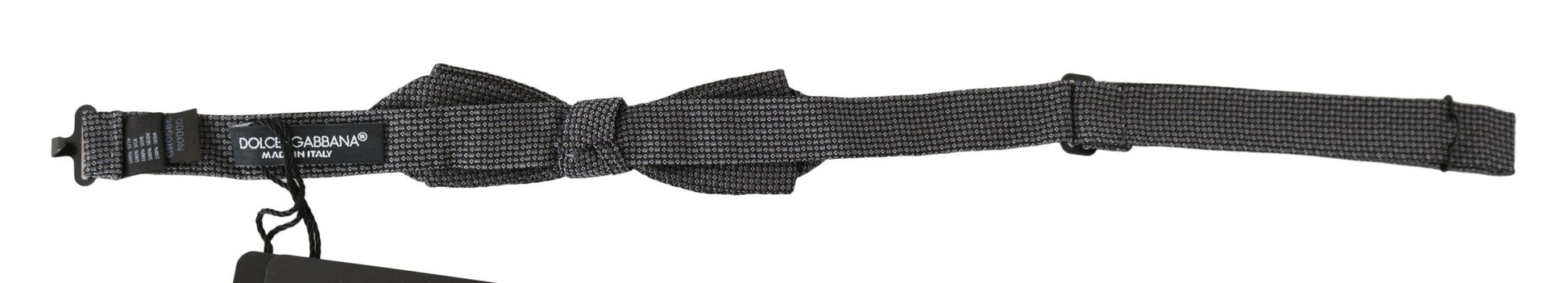 Dolce & Gabbana Gray Patterned Silk Adjustable Neck Bow Tie Papillon - ClickThatClicks 