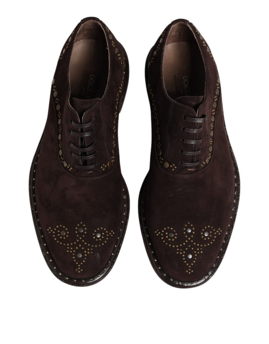 Dolce & Gabbana Brown Velvet Lace Up Oxford Dress Shoes - ClickThatClicks 