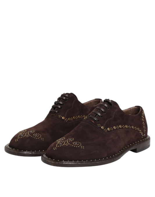 Dolce & Gabbana Brown Velvet Lace Up Oxford Dress Shoes - ClickThatClicks 