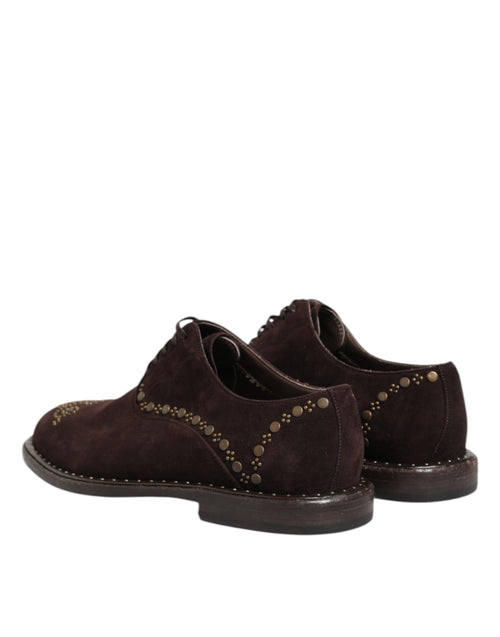 Dolce & Gabbana Brown Velvet Lace Up Oxford Dress Shoes - ClickThatClicks 