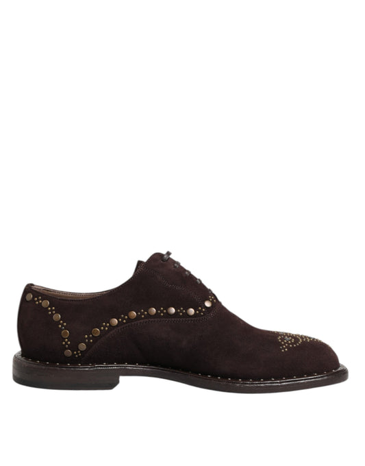 Dolce & Gabbana Brown Velvet Lace Up Oxford Dress Shoes - ClickThatClicks 