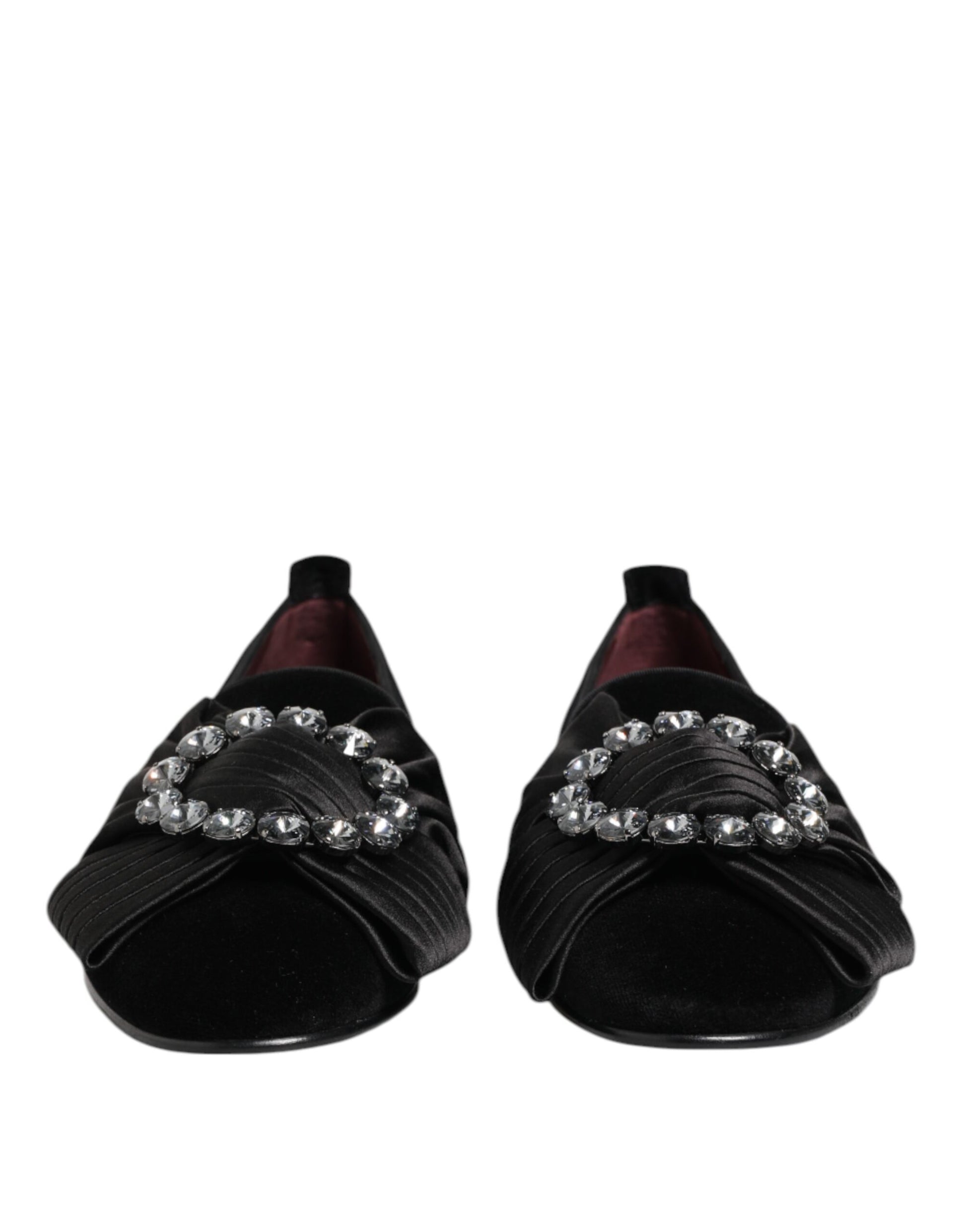 Dolce & Gabbana Black VATICANO Crystal Ribbon Slip On Shoes - ClickThatClicks 