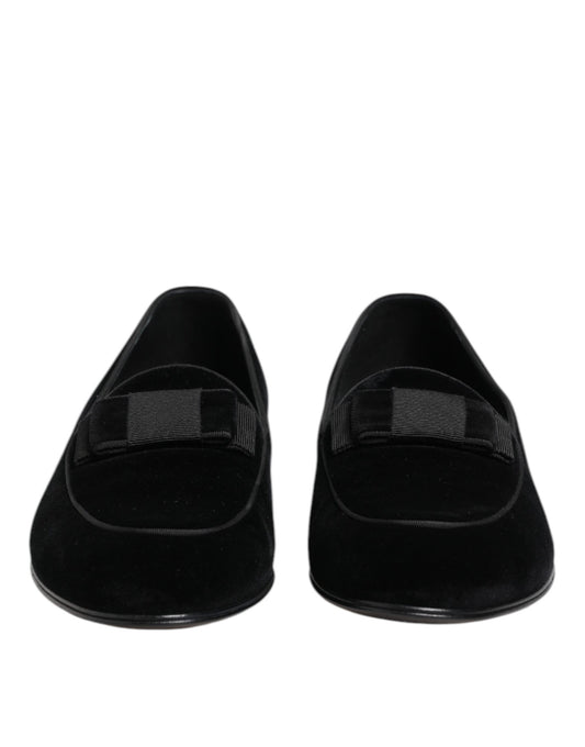 Dolce & Gabbana Black Velvet Loafers Formal Men Dress Shoes - ClickThatClicks 