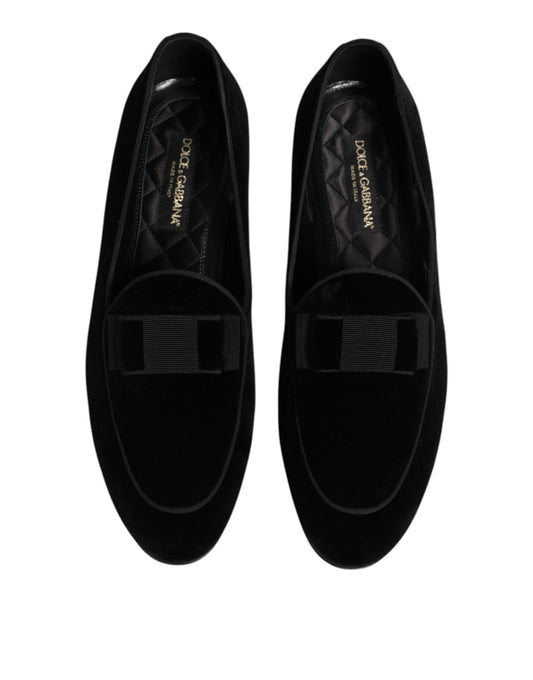 Dolce & Gabbana Black Velvet Loafers Formal Men Dress Shoes - ClickThatClicks 