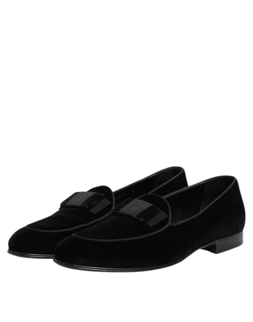 Dolce & Gabbana Black Velvet Loafers Formal Men Dress Shoes - ClickThatClicks 