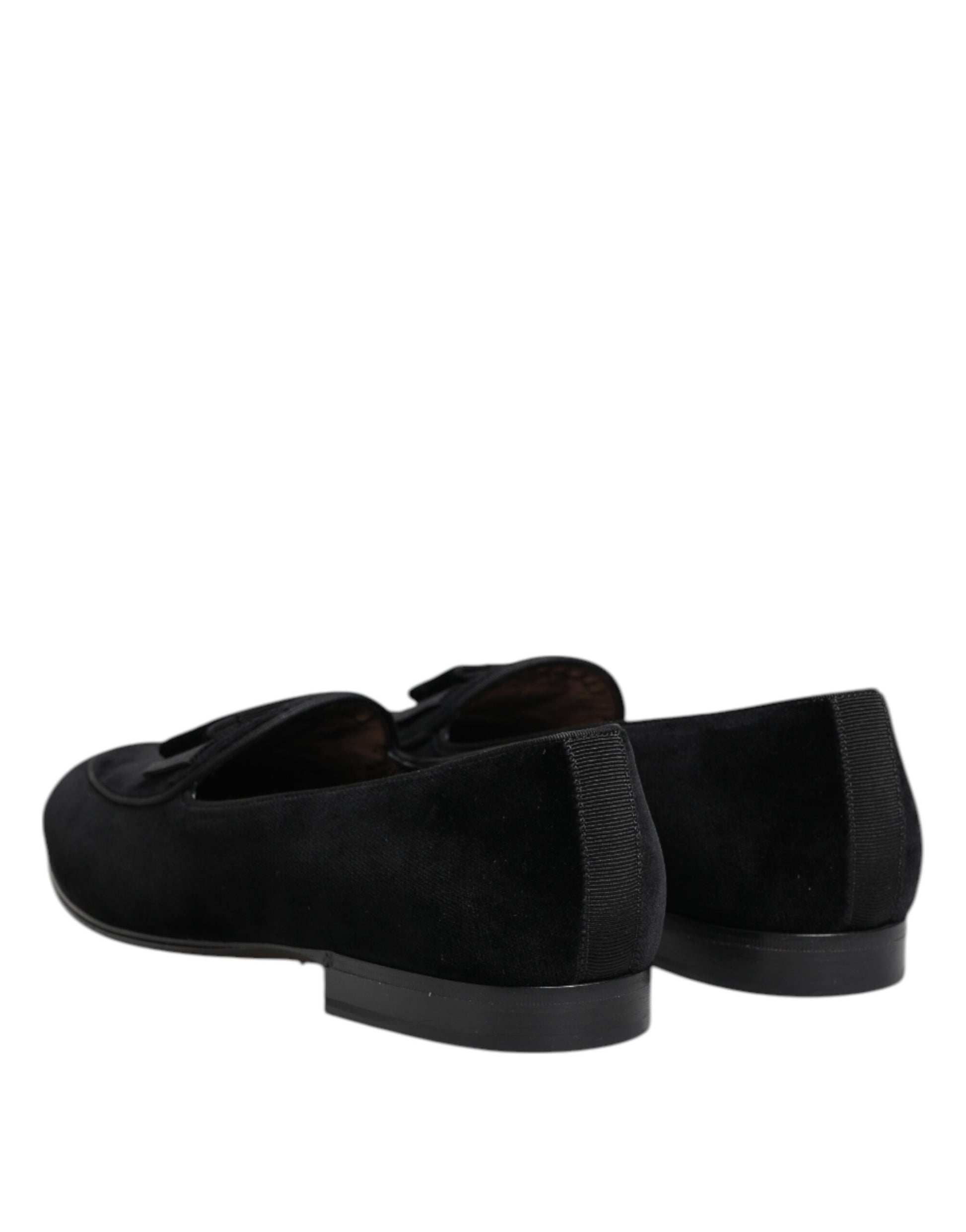 Dolce & Gabbana Black Velvet Loafers Formal Men Dress Shoes - ClickThatClicks 