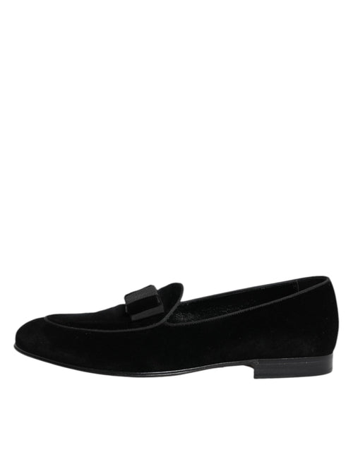 Dolce & Gabbana Black Velvet Loafers Formal Men Dress Shoes - ClickThatClicks 