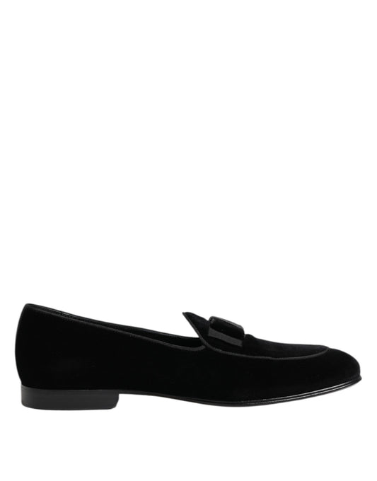 Dolce & Gabbana Black Velvet Loafers Formal Men Dress Shoes - ClickThatClicks 