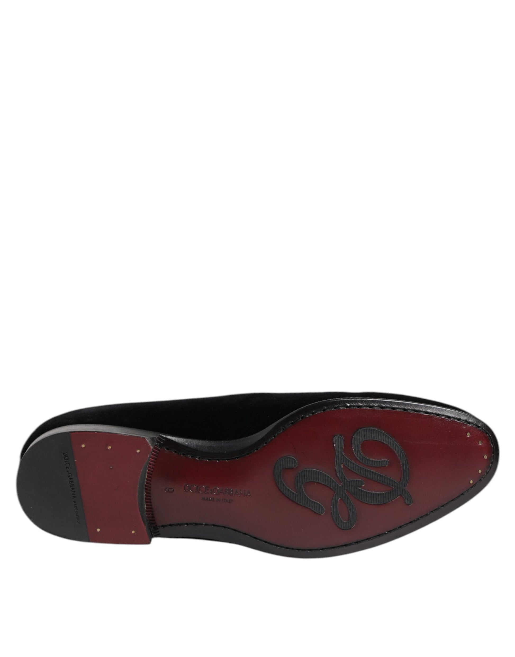 Dolce & Gabbana Black Velvet Loafers Formal Men Dress Shoes - ClickThatClicks 