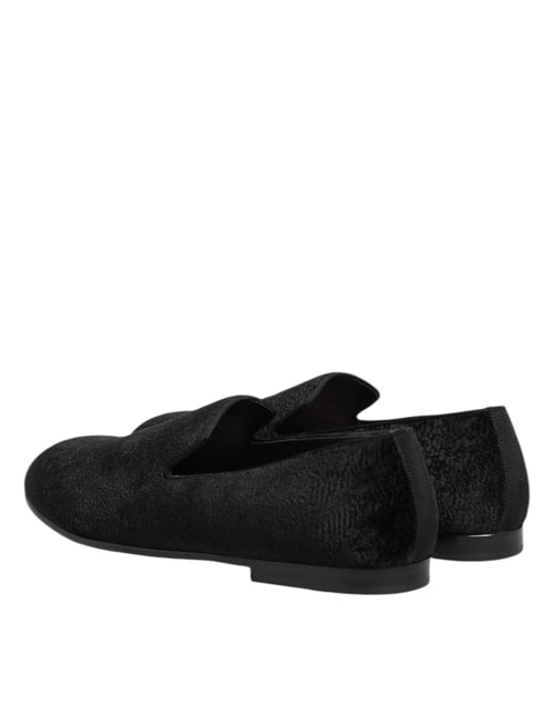 Dolce & Gabbana Black Jacquard Loafers Formal Men Dress Shoes - ClickThatClicks 