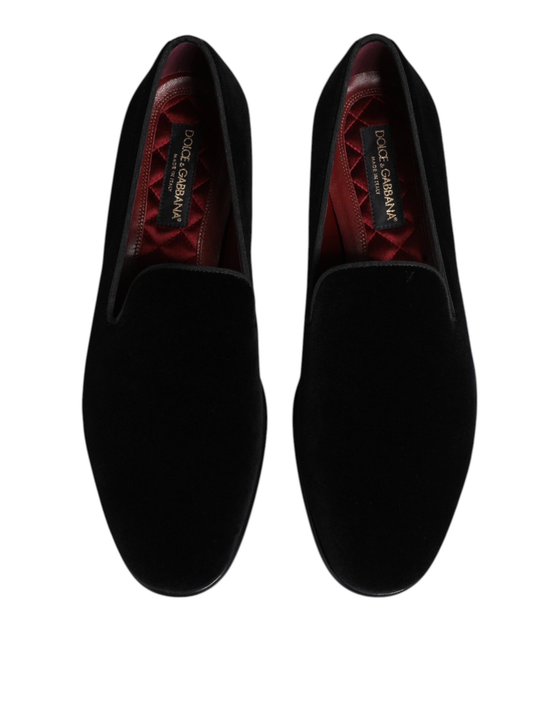 Dolce & Gabbana Black Velvet Slip On Loafers Men Formal Shoes - ClickThatClicks 